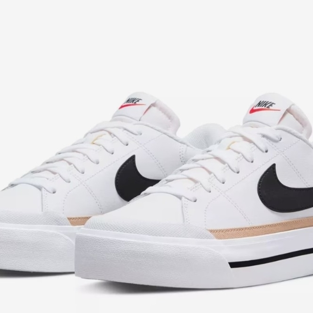 Nike Court Legacy Lift Women's White and Black Sneakers with Gold Details - Picture 2 of 6